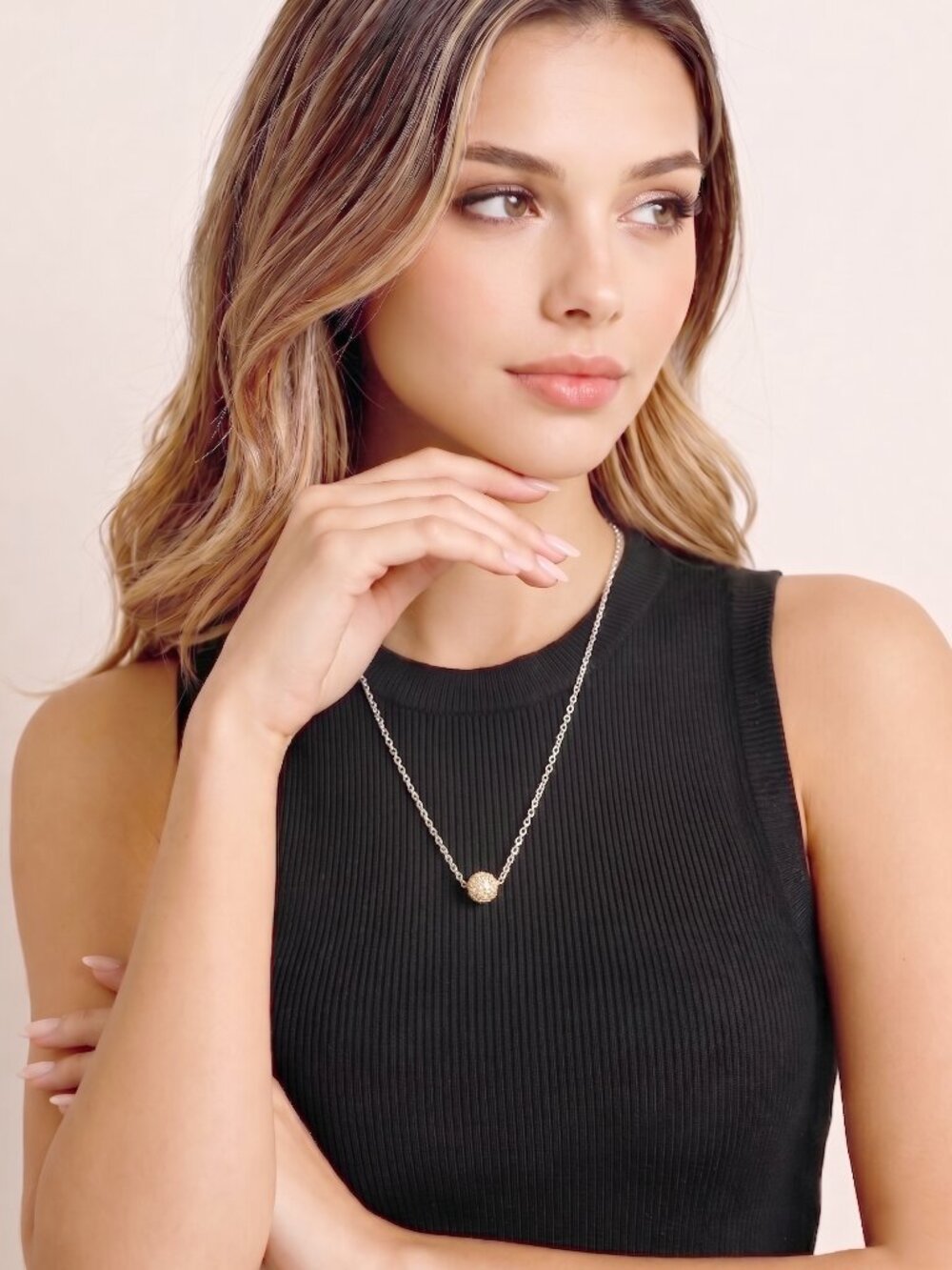 Chloe + Isabel Fashion Necklace Crystal Ball Pendant 15 in. + 2 in. extender